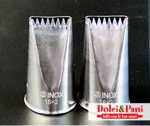 Bocchetta dentata e liscia in acciaio inox 16 × 2 mm