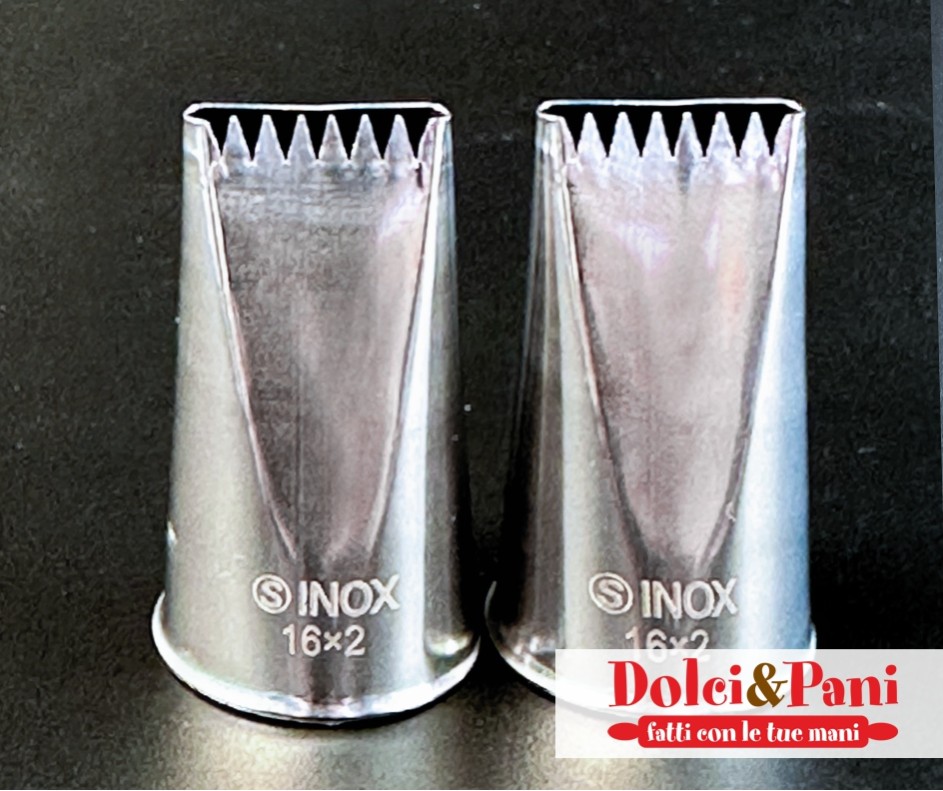 Bocchetta dentata e liscia in acciaio inox 16 × 2 mm