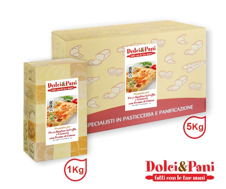 Preparato per pizza rustica e focaccia in teglia con semola e germe di grano Preparato per pizza rustica e focaccia in teglia con semola e germe di grano