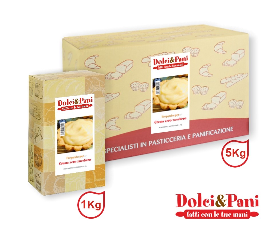 Crema pasticcera in polvere senza zucchero a base di eritritolo, pronta a freddo Crema pasticcera in polvere senza zucchero a base di eritritolo, pronta a freddo